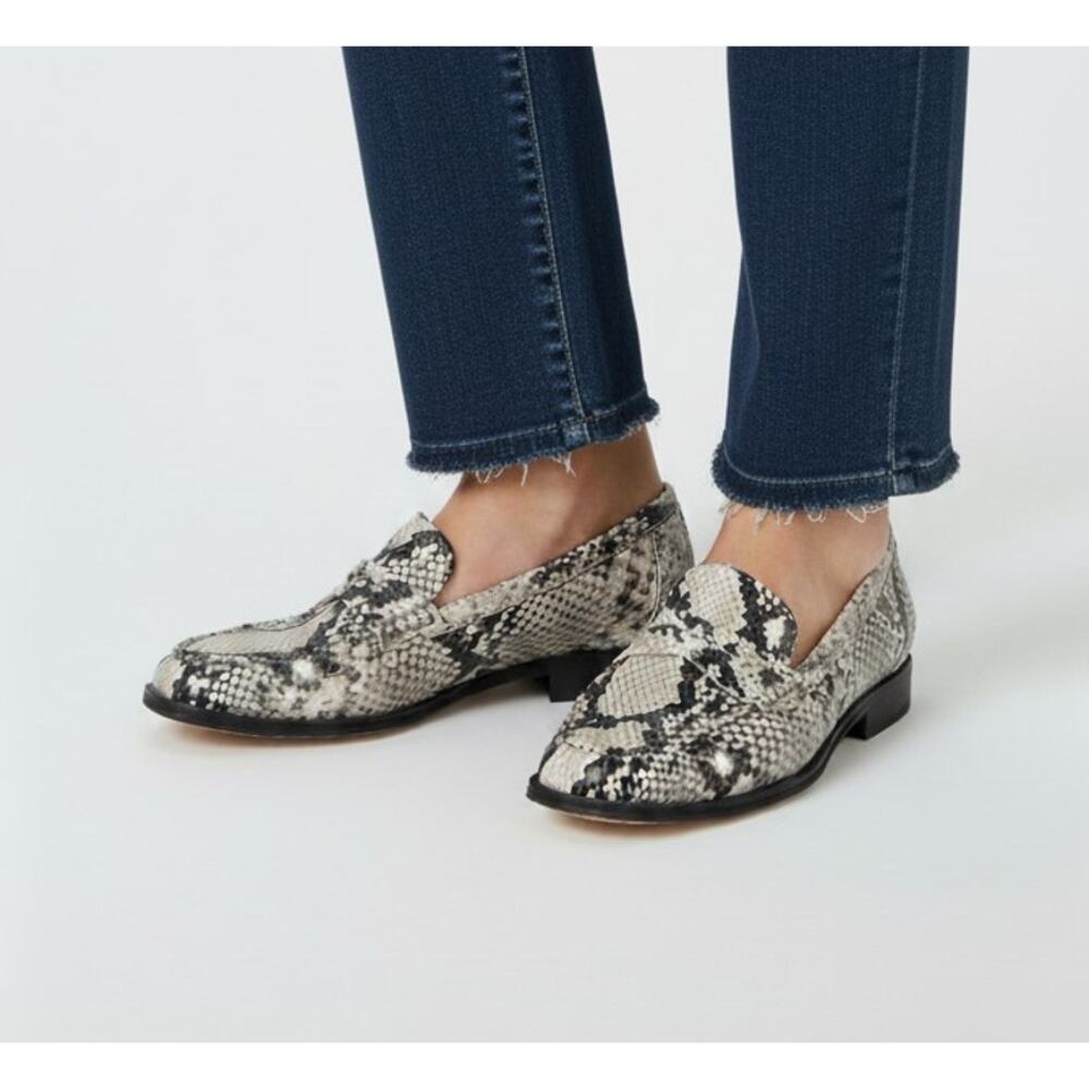 NIB J.Crew Maison Ruched Loafers in Snake-Embossed Italian Leather Sz 7.5M